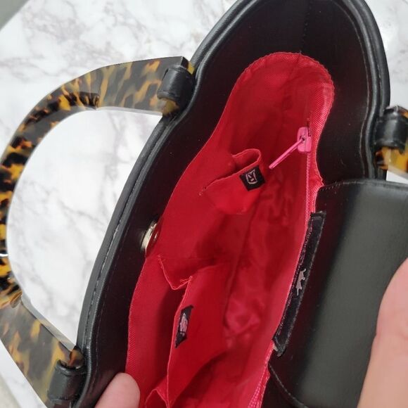 Elaine Turner Designs Black Straw Raffia Trapezoid Bucket Bag Y2K - Picture 11 of 14